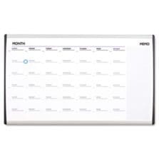 ARC Frame Cubicle Board, Monthly Planning/Scheduling Calendar, 30" x 18", White Magnetic Surface, Satin Aluminum Frame