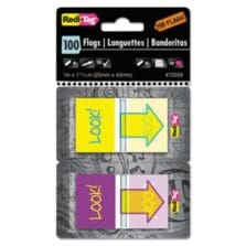 Pop-Up Fab Page Flags W/dispenser, "look!", Purple/yellow; Yellow/teal, 100/pack