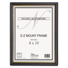 EZ MOUNT DOCUMENT FRAME WITH TRIM ACCENT AND PLASTIC FACE, PLASTIC, 8 X 10, BLACK/GOLD