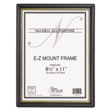EZ MOUNT DOCUMENT FRAME WITH TRIM ACCENT AND PLASTIC FACE, PLASTIC, 8.5 X 11 INSERT, BLACK/GOLD, 18/CARTON