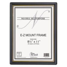 EZ MOUNT DOCUMENT FRAME WITH TRIM ACCENT AND PLASTIC FACE, PLASTIC, 8.5 X 11 INSERT, BLACK/GOLD