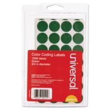 Self-Adhesive Removable Color-Coding Labels, 0.75" dia, Green, 28/Sheet, 36 Sheets/Pack