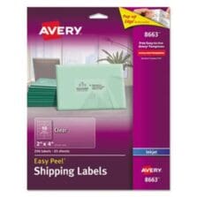 MATTE CLEAR EASY PEEL MAILING LABELS W/ SURE FEED TECHNOLOGY, INKJET PRINTERS, 2 X 4, CLEAR, 10/SHEET, 25 SHEETS/PACK