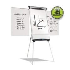 Euro Magnetic Presentation Easel, 27" x 39", White Surface, Satin Aluminum Frame