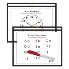 Reusable Dry Erase Pockets, Super Heavy-Duty, Top Load 12 x 9 Insert, Clear Front, Black Border