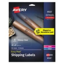 GLOSSY CLEAR EASY PEEL MAILING LABELS W/ SURE FEED TECHNOLOGY, INKJET/LASER PRINTERS, 2 X 4, CLEAR, 10/SHEET, 10 SHEETS/PACK