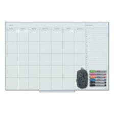 Floating Glass Dry Erase Calendar, Monthly Planning/Scheduling, 36" x 24" (Actual Size: 35" x 23"), White Surface