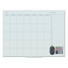 Floating Glass Dry Erase Calendar, Monthly Planning/Scheduling, 48" x 36" (Actual Size: 47" x 35"), White Surface