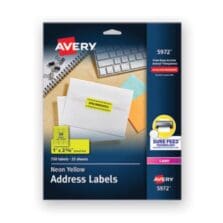 High-Visibility Permanent Laser ID Labels, 1 x 2.63, Neon Yellow, 750/Pack