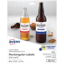 Removable Print-to-the-Edge White Labels w/ Sure Feed, 3.5 x 4.75, 32/Pack