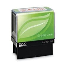 green line message stamp, paid, 1.5 x 0.56, red