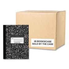 Flexible Cover Marble Composition Notebook, Medium/College Rule, Black Marble Cover, (80) 10.25 x 7.88 Sheets, 48/Carton