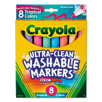 Tropical Color Washable Markers, Broad Bullet Tip, Assorted Colors, 8/pack