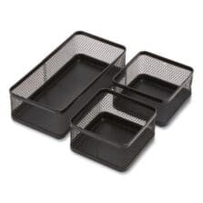Three Compartment Stackable Wire Mesh Desk Organizer, 8.46 X 4.92 X 4.33, Black