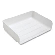 Side-Load Stackable Plastic Document Tray, 1 Section, Letter-Size, 12.63 X 9.72 X 3.01, White, 2/pack