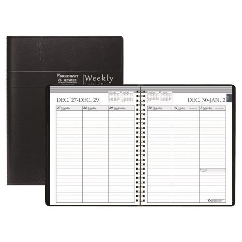 7510016828109, SKILCRAFT Professional Weekly Planner, 11 x 8.5, Black Cover, 12-Month (Jan to Dec): 2026