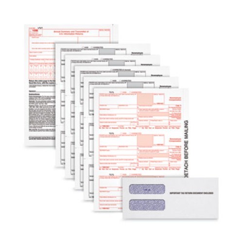 1099-NEC Tax Forms, Fiscal Year: 2021, Five-Part Carbonless, 8.5 x 3.67, 3 Forms/Sheet, 100 Forms Total