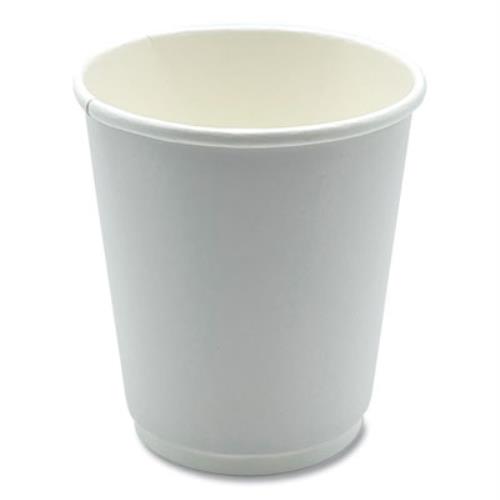 Paper Hot Cups, Double-Walled, 8 oz, White, 500/Carton