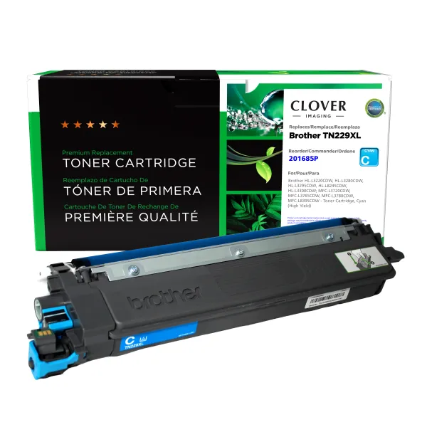 Remanufactured High Yield Cyan Toner Cartridge for Brother TN229XLC (Page Yield: 2,300) (Yield: 2,300) Compatible with OEM# 201685P