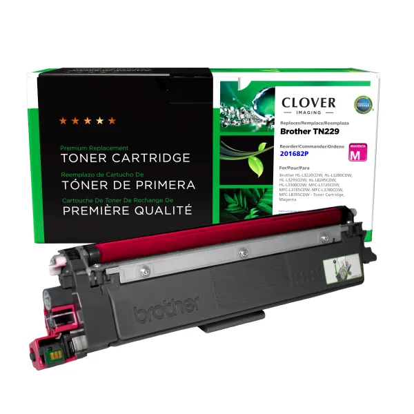 Remanufactured Magenta Toner Cartridge for Brother TN229M (Page Yield: 1,200) (Yield: 1,200) Compatible with OEM# 201682P