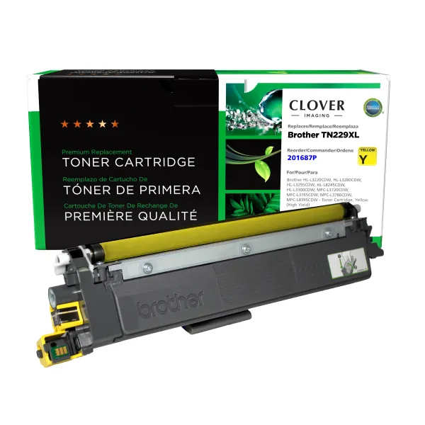 Remanufactured High Yield Yellow Toner Cartridge for Brother TN229XLY (Page Yield: 2,300) (Yield: 2,300) Compatible with OEM# 201687P