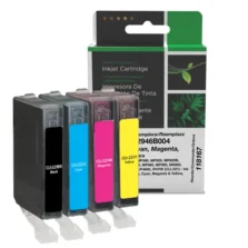 Remanufactured Black, Cyan, Magenta, Yellow Ink Cartridges for Canon CLI-221 (2946B004) 4-Pack