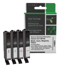 Remanufactured High Yield Black, Cyan, Magenta, Yellow Ink Cartridges for Canon CLI-281XL 4-Pack
