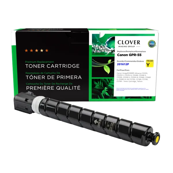 Remanufactured Yellow Toner Cartridge for Canon GPR-55Y (Page Yield: 60,000) (Yield: 60,000) Compatible with OEM# 201613