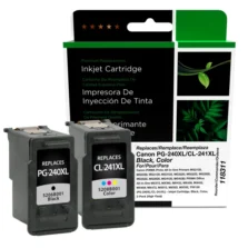 Remanufactured High Yield Black, Color Ink Cartridges for Canon PG-240XL/CL-241XL 2-Pack