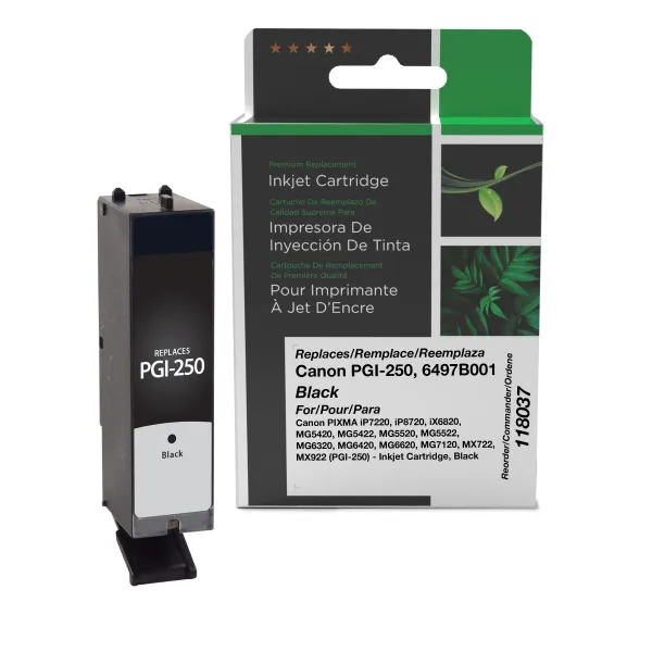 Remanufactured Black Ink Cartridge for Canon PGI-250 (6497B001) (Page Yield: 300)