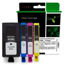 Remanufactured High Yield Black, Cyan, Magenta, Yellow Ink Cartridges for HP 910XL 4-Pack