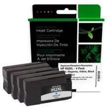 Remanufactured High Yield Black, Cyan, Magenta, Yellow Ink Cartridges for HP 952XL 4-Pack