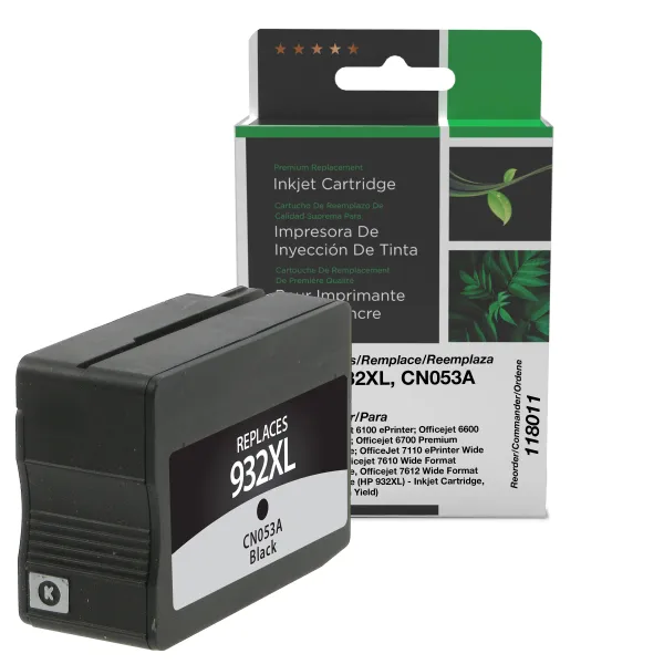 Remanufactured High Yield Black Ink Cartridge for HP 932XL (CN053A) (Page Yield: 1,000)