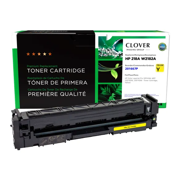 Remanufactured Yellow Toner Cartridge (New Chip) for HP 218A (W2182A) (Page Yield: 1,200) (Yield: 1,200) Compatible with OEM# 201667P