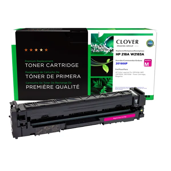 Remanufactured Magenta Toner Cartridge (New Chip) for HP 218A (W2183A) (Page Yield: 1,200) (Yield: 1,200) Compatible with OEM# 201666P