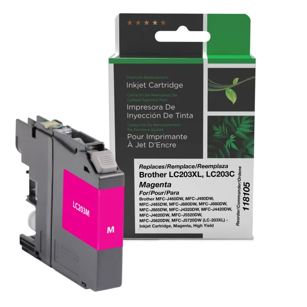 Remanufactured High Yield Magenta Ink Cartridge for Brother LC203XL (Page Yield: 550)