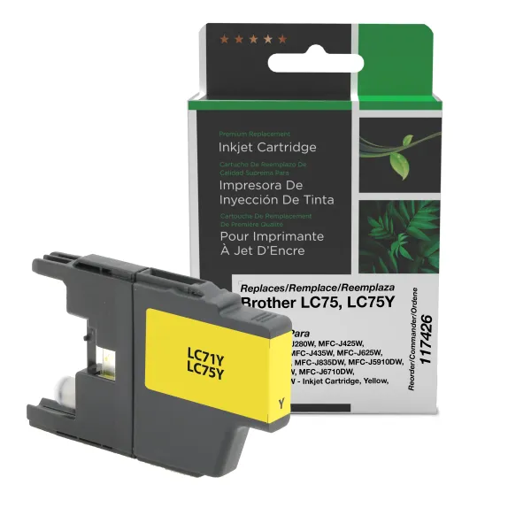 Remanufactured High Yield Yellow Ink Cartridge for Brother LC71/LC75 (Page Yield: 600)