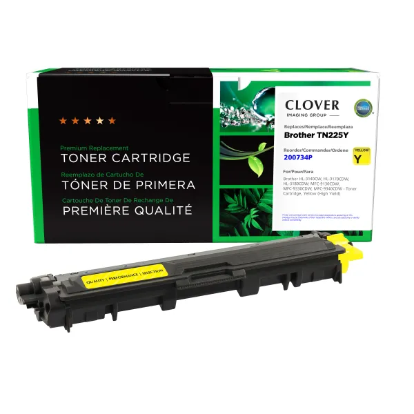 Remanufactured High Yield Yellow Toner Cartridge for Brother TN225 (Page Yield: 2,200)