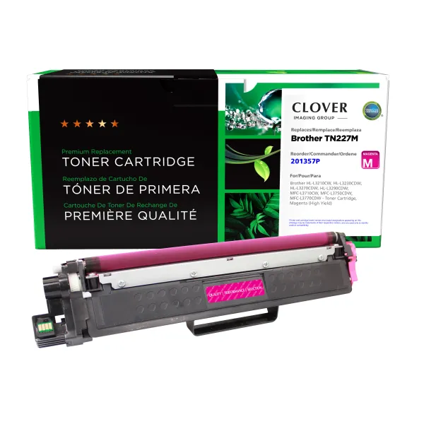 Remanufactured High Yield Magenta Toner Cartridge for Brother TN227 (Page Yield: 2,300)