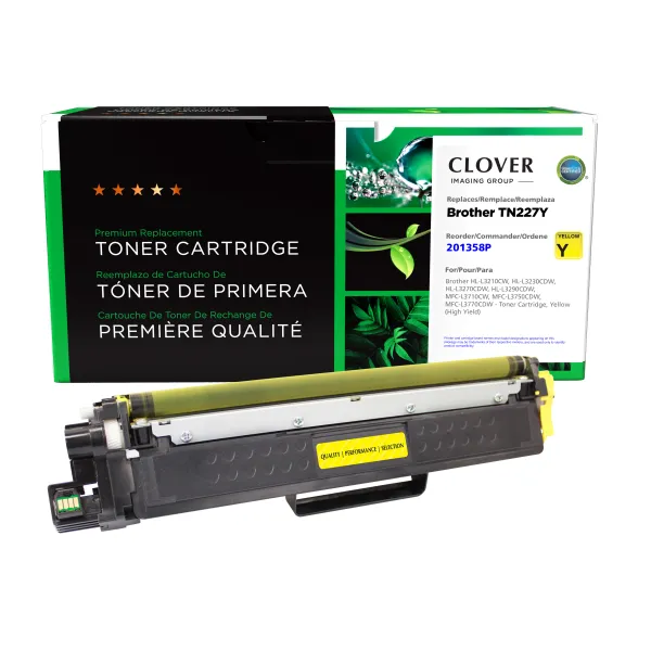Remanufactured High Yield Yellow Toner Cartridge for Brother TN227 (Page Yield: 2,300)