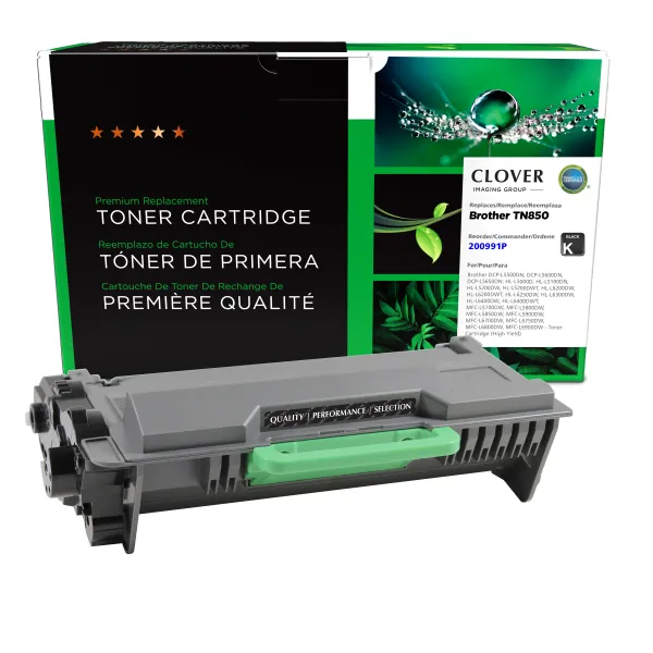 Remanufactured High Yield Toner Cartridge for Brother TN850 (Page Yield: 8,000)
