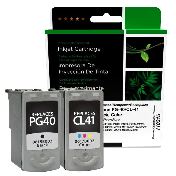 Remanufactured Black, Color Ink Cartridges for Canon PG-40/CL-41