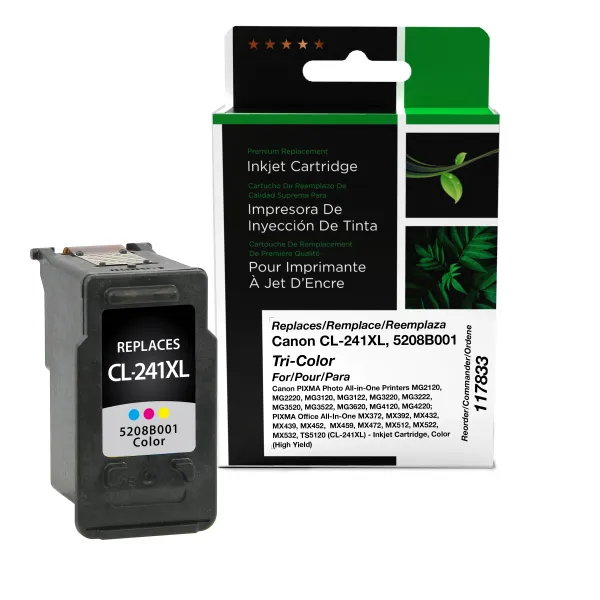 Remanufactured High Yield Color Ink Cartridge for Canon CL-241XL (5208B001) (Page Yield: 400)