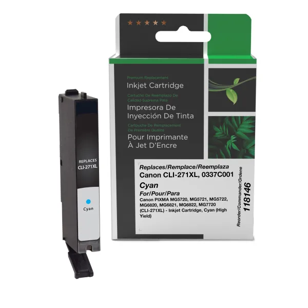 Remanufactured High Yield Cyan Ink Cartridge for Canon CLI-271XL (0337C001) (Page Yield: 650)