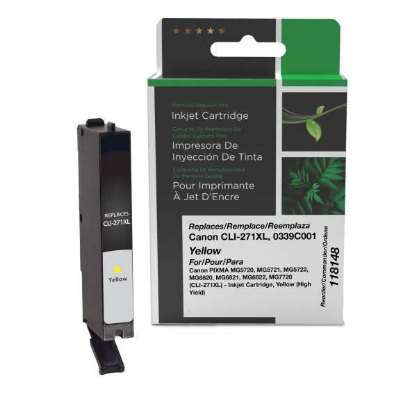Remanufactured High Yield Yellow Ink Cartridge for Canon CLI-271XL (0339C001) (Page Yield: 650)