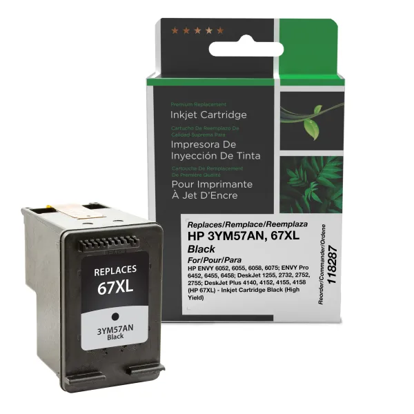 Remanufactured High Yield Black Ink Cartridge for HP 67XL (3YM57AN) (Page Yield: 240)