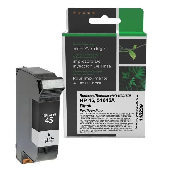 Remanufactured Black Ink Cartridge for HP 51645A (HP 45) (Page Yield: 930)