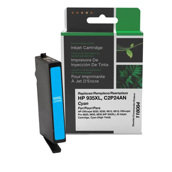 Remanufactured High Yield Cyan Ink Cartridge for HP 935XL (C2P24AN) (Page Yield: 825)