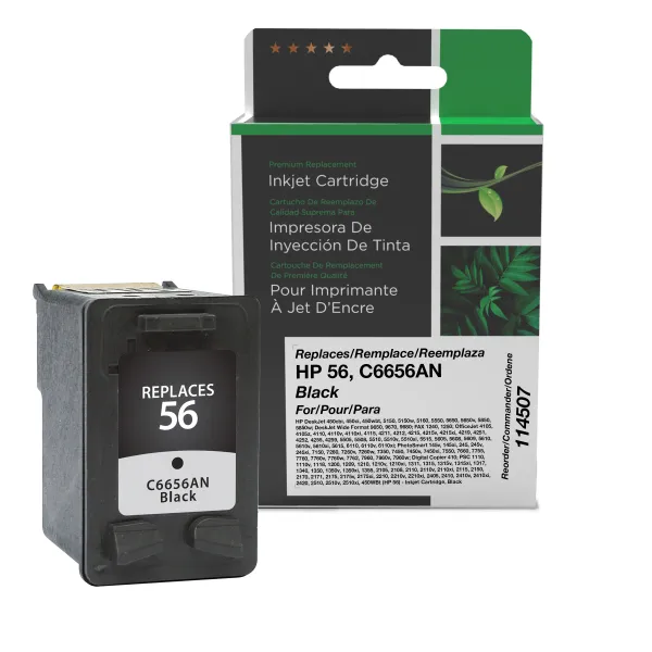 Remanufactured Black Ink Cartridge for HP 56 (C6656AN) (Page Yield: 520)