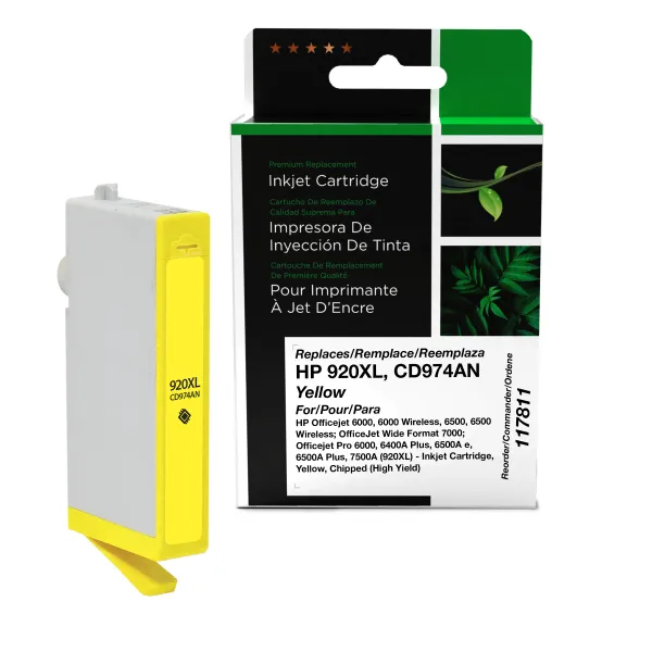 Remanufactured High Yield Yellow Ink Cartridge for HP 920XL (CD974AN) (Page Yield: 700)